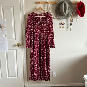 Free People Long Sleeved Floral Maxi Dress